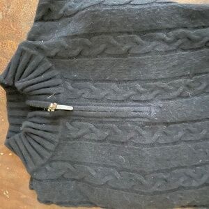 Navy wool cable knit half zip sweater